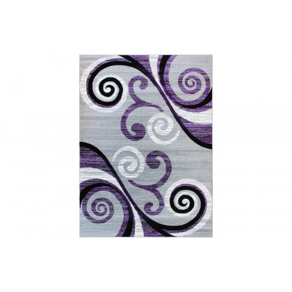 BLNK Valli Collection Abstract Olefin Area Rug with Jute Backing - Purple, 5'W x 7'L