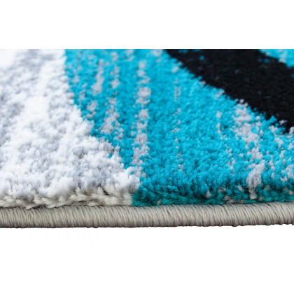 BLNK Valli Collection Abstract Olefin Area Rug with Jute Backing - Turquoise, 5'W x 7'L