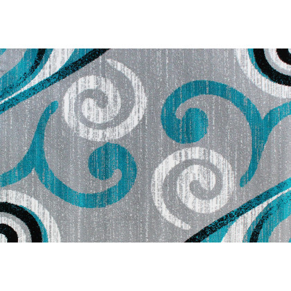 BLNK Valli Collection Abstract Olefin Area Rug with Jute Backing - Turquoise, 5'W x 7'L