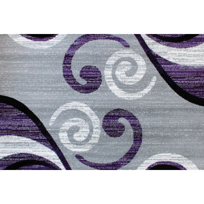 BLNK Valli Collection Abstract Olefin Area Rug with Jute Backing - Purple, 6'W x 9'L