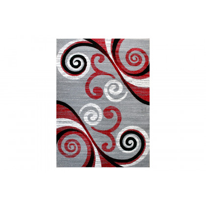 BLNK Valli Collection Abstract Olefin Area Rug with Jute Backing - Red, 6'W x 9'L