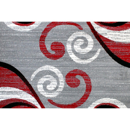 BLNK Valli Collection Abstract Olefin Area Rug with Jute Backing - Red, 6'W x 9'L