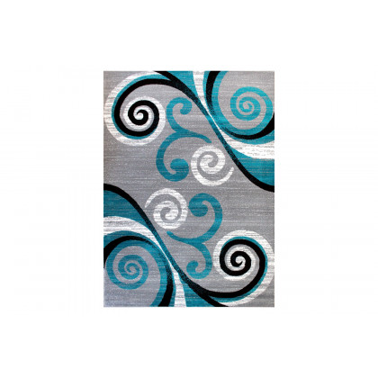 BLNK Valli Collection Abstract Olefin Area Rug with Jute Backing - Turquoise, 6'W x 9'L