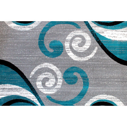 BLNK Valli Collection Abstract Olefin Area Rug with Jute Backing - Turquoise, 6'W x 9'L