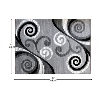BLNK Valli Collection Abstract Olefin Area Rug with Jute Backing - Gray, 8'W x 10'L