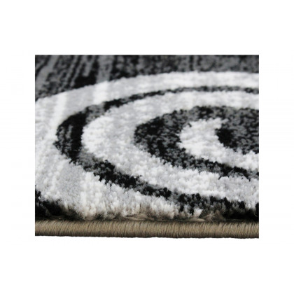BLNK Cirrus Collection Olefin Swirl Patterned Area Rug with Jute Backing - Gray, 2'W x 11'L