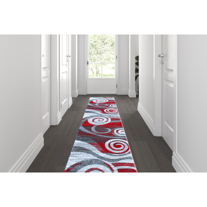 BLNK - Cirrus Collection Olefin Swirl Patterned Area Rug with Jute Backing