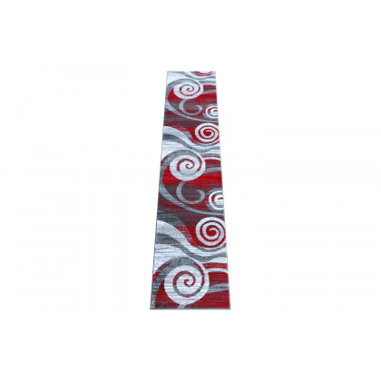 BLNK Cirrus Collection Olefin Swirl Patterned Area Rug with Jute Backing - Red, 2'W x 11'L