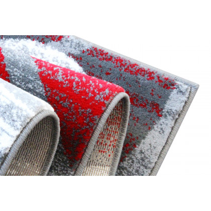 BLNK Cirrus Collection Olefin Swirl Patterned Area Rug with Jute Backing - Red, 2'W x 11'L