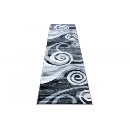 BLNK Cirrus Collection Olefin Swirl Patterned Area Rug with Jute Backing - Gray, 2'W x 7'L