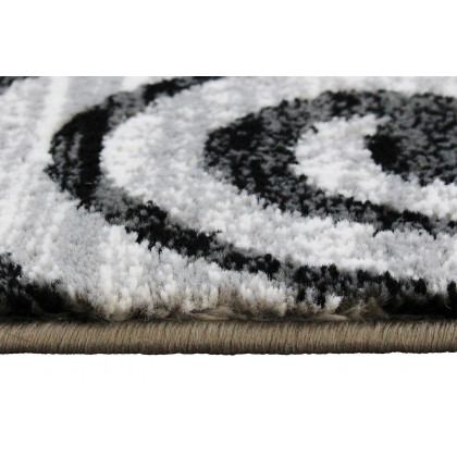 BLNK Cirrus Collection Olefin Swirl Patterned Area Rug with Jute Backing - Gray, 2'W x 7'L