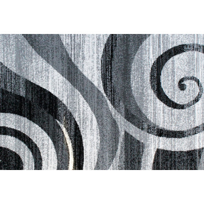 BLNK Cirrus Collection Olefin Swirl Patterned Area Rug with Jute Backing - Gray, 2'W x 7'L