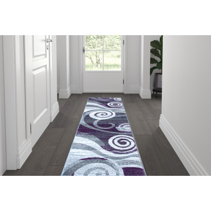 BLNK - Cirrus Collection Olefin Swirl Patterned Area Rug with Jute Backing