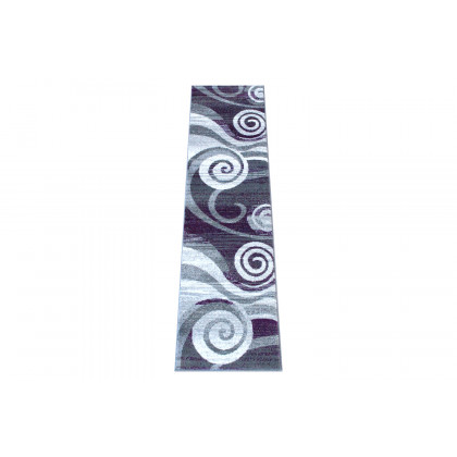 BLNK Cirrus Collection Olefin Swirl Patterned Area Rug with Jute Backing - Purple, 2'W x 7'L