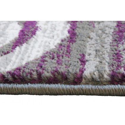 BLNK Cirrus Collection Olefin Swirl Patterned Area Rug with Jute Backing - Purple, 2'W x 7'L