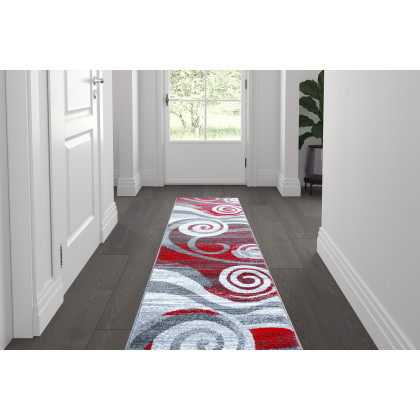 BLNK - Cirrus Collection Olefin Swirl Patterned Area Rug with Jute Backing