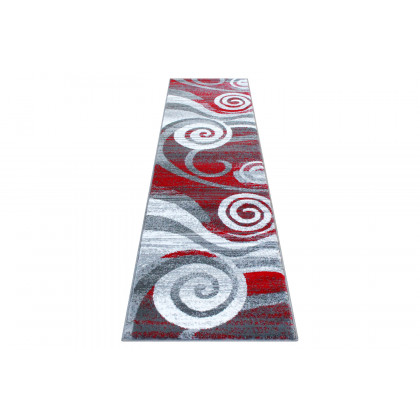 BLNK Cirrus Collection Olefin Swirl Patterned Area Rug with Jute Backing - Red, 2'W x 7'L