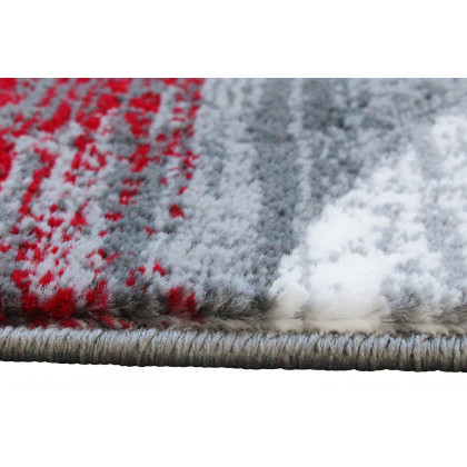 BLNK Cirrus Collection Olefin Swirl Patterned Area Rug with Jute Backing - Red, 2'W x 7'L