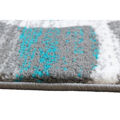 BLNK Cirrus Collection Olefin Swirl Patterned Area Rug with Jute Backing - Turquoise, 2'W x 7'L