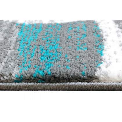 BLNK Cirrus Collection Olefin Swirl Patterned Area Rug with Jute Backing - Turquoise, 3'W x 16'L
