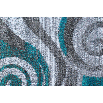 BLNK Cirrus Collection Olefin Swirl Patterned Area Rug with Jute Backing - Turquoise, 3'W x 16'L