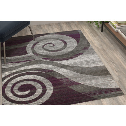 BLNK - Cirrus Collection Olefin Swirl Patterned Area Rug with Jute Backing