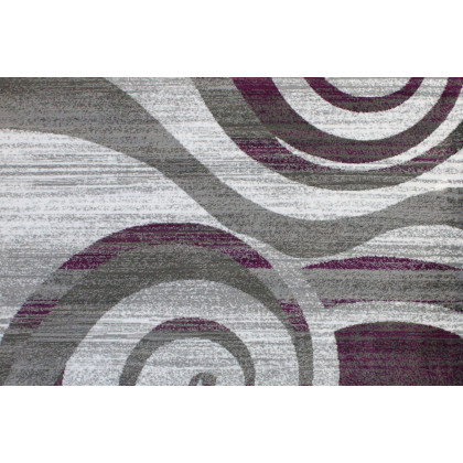 BLNK Cirrus Collection Olefin Swirl Patterned Area Rug with Jute Backing - Purple, 4'W x 5'L