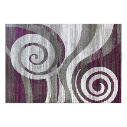BLNK Cirrus Collection Olefin Swirl Patterned Area Rug with Jute Backing - Purple, 5'W x 7'L
