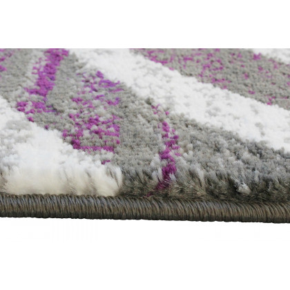 BLNK Cirrus Collection Olefin Swirl Patterned Area Rug with Jute Backing - Purple, 5'W x 7'L