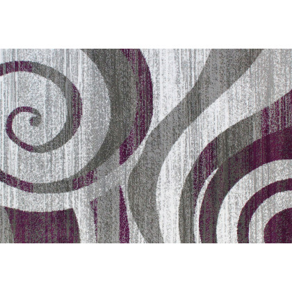 BLNK Cirrus Collection Olefin Swirl Patterned Area Rug with Jute Backing - Purple, 5'W x 7'L