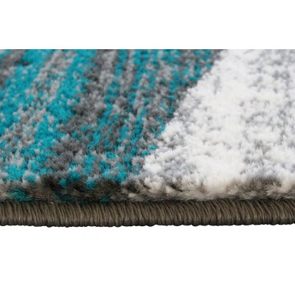 BLNK Cirrus Collection Olefin Swirl Patterned Area Rug with Jute Backing - Turquoise, 5'W x 7'L