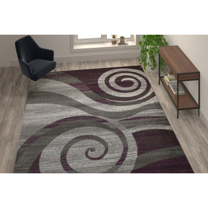 BLNK - Cirrus Collection Olefin Swirl Patterned Area Rug with Jute Backing