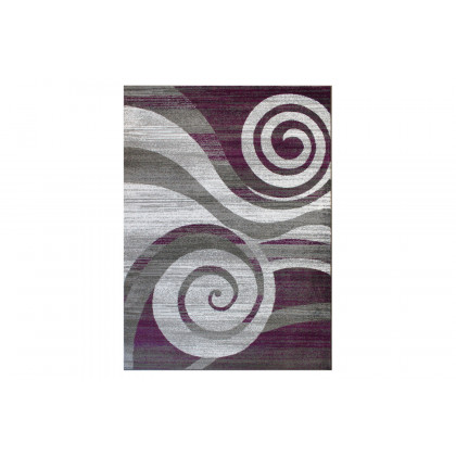 BLNK Cirrus Collection Olefin Swirl Patterned Area Rug with Jute Backing - Purple, 6'W x 9'L
