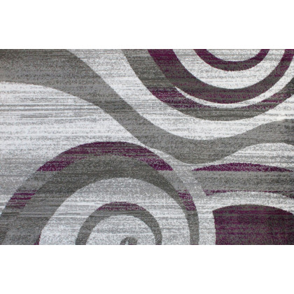 BLNK Cirrus Collection Olefin Swirl Patterned Area Rug with Jute Backing - Purple, 6'W x 9'L