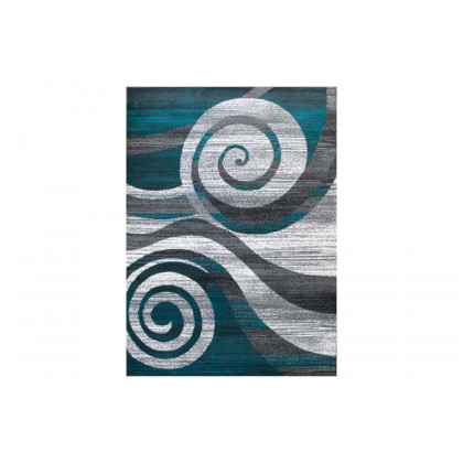 BLNK Cirrus Collection Olefin Swirl Patterned Area Rug with Jute Backing - Turquoise, 8'W x 10'L