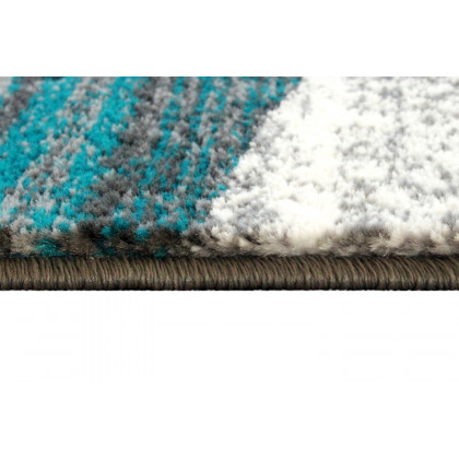 BLNK Cirrus Collection Olefin Swirl Patterned Area Rug with Jute Backing - Turquoise, 8'W x 10'L