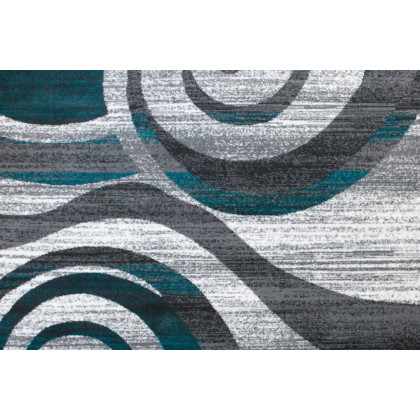 BLNK Cirrus Collection Olefin Swirl Patterned Area Rug with Jute Backing - Turquoise, 8'W x 10'L
