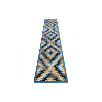 BLNK Teagan Collection Southwestern Style Olefin Area Rug with Jute Backing - Blue, 2'W x 11'L