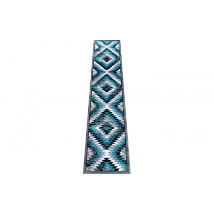 BLNK Teagan Collection Southwestern Style Olefin Area Rug with Jute Backing - Turquoise, 2'W x 11'L