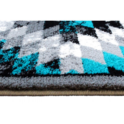 BLNK Teagan Collection Southwestern Style Olefin Area Rug with Jute Backing - Turquoise, 2'W x 11'L