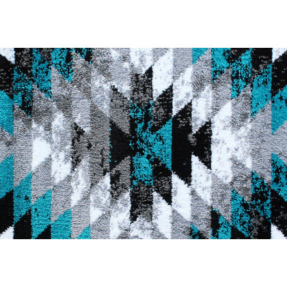 BLNK Teagan Collection Southwestern Style Olefin Area Rug with Jute Backing - Turquoise, 2'W x 11'L