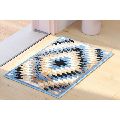 BLNK Teagan Collection Southwestern Style Olefin Area Rug with Jute Backing - Blue, 2'W x 3'L
