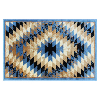 BLNK Teagan Collection Southwestern Style Olefin Area Rug with Jute Backing - Blue, 2'W x 3'L