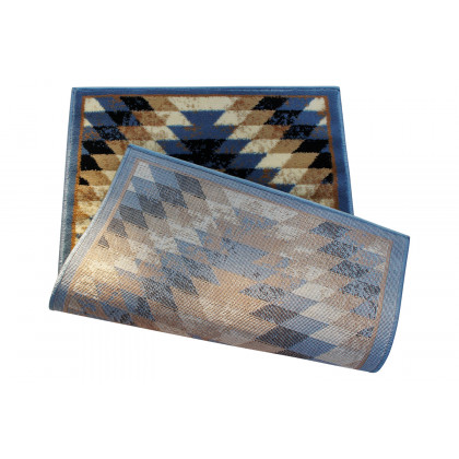 BLNK Teagan Collection Southwestern Style Olefin Area Rug with Jute Backing - Blue, 2'W x 3'L