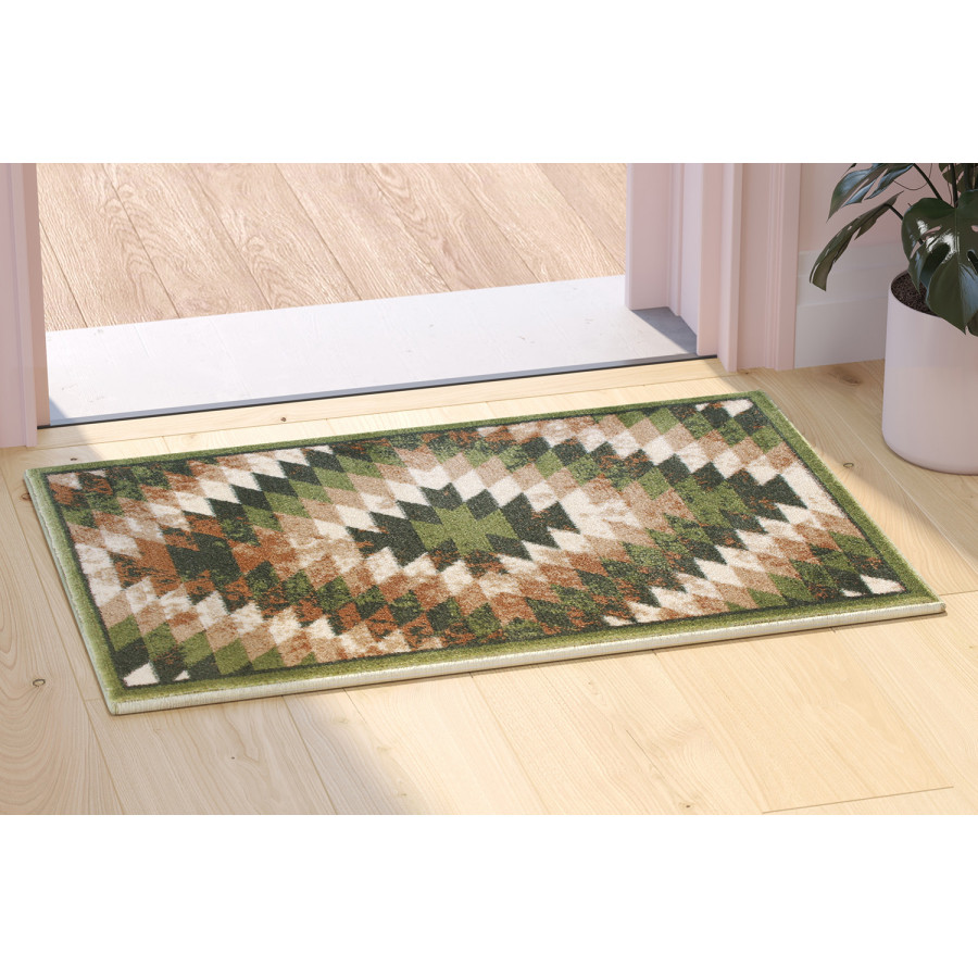 BLNK Teagan Collection Southwestern Style Olefin Area Rug with Jute Backing - Green, 2'W x 3'L