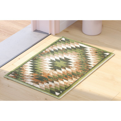 BLNK Teagan Collection Southwestern Style Olefin Area Rug with Jute Backing - Green, 2'W x 3'L