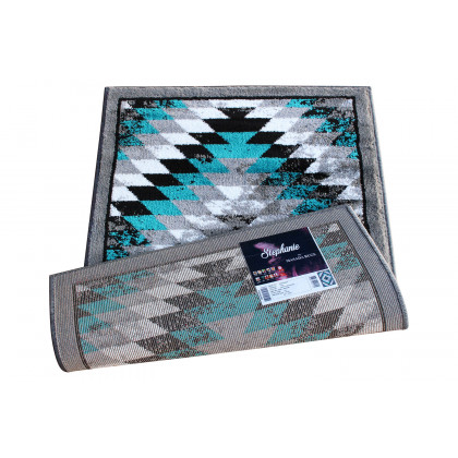 BLNK Teagan Collection Southwestern Style Olefin Area Rug with Jute Backing - Turquoise, 2'W x 3'L