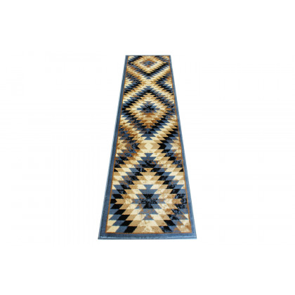 BLNK Teagan Collection Southwestern Style Olefin Area Rug with Jute Backing - Blue, 2'W x 7'L