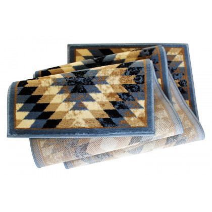BLNK Teagan Collection Southwestern Style Olefin Area Rug with Jute Backing - Blue, 2'W x 7'L