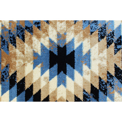 BLNK Teagan Collection Southwestern Style Olefin Area Rug with Jute Backing - Blue, 2'W x 7'L